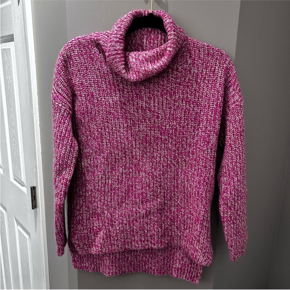 Boden Pink Chunky Knit Turtleneck Sweater
